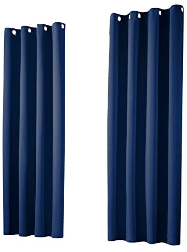 heimtexland ® 1 Paar Thermo- Verdunklungsgardinen Ösenschal Vorhänge Verdunkelnd Isolierend Blickdicht Verdunkelungsvorhänge HxB 145x135 Dunkelblau Typ139