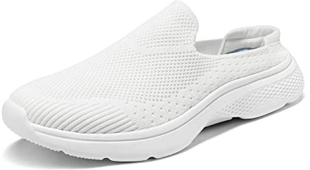 DREAM PAIRS Mules for Women Shoes Slip on Sneakers Knit Flats Lightweight Breathable Comfortable Walking Shoes,Size 7.5,White,SDML2201W