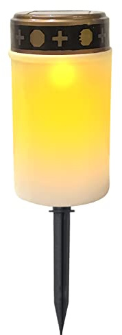 GZWY LED Grablicht Solar Kerze Friedhof Rituelle Lichter Grabkerze mit Realistischem Flackereffekt, Draußen Wasserdicht Grablichter - für Gebet Festliche Dekorationen (Weiß,mit 1 Teil Erdungsstecker)