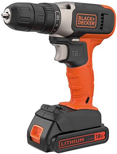 (BLACK-&-DECKER) BCD001C1-GB - Taladro de 18 V, kit de 1 batería, taladros inalámbricos