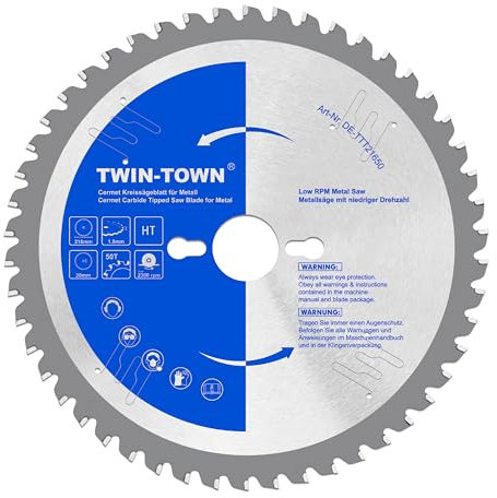 TWIN-TOWN Hoja de sierra 216x30 mm, Z50, acero y metal ferroso, hoja circular 30 cm, tubos cuadrados, hierro angular, chapa de acero, tubos y metales ferrosos