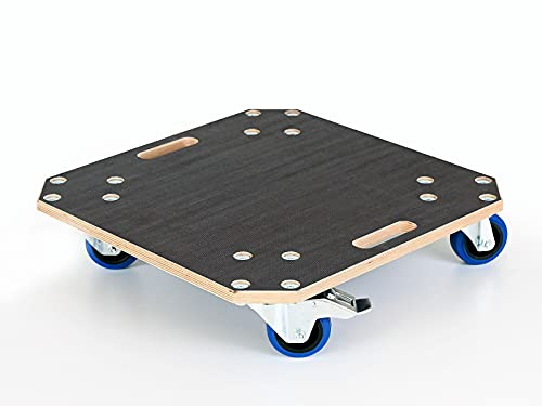 Weva Schwerlast Rollbrett | 40 x 40 cm | Tragkraft bis 450 kg | Made in Germany | Transportroller | Möbelroller | 100mm Vollgummi-Rollen