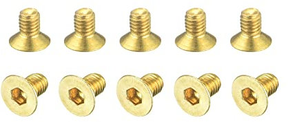 sourcing map 24 Stück Senkkopf-Innensechskantschrauben Flachkopf Kopfschraube M3-0,5x5mm Messing Innensechskantantrieb Schraube
