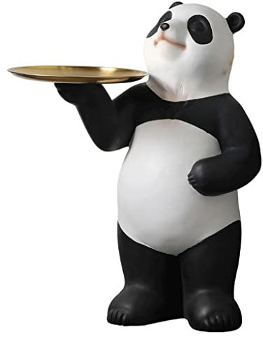 KITCISSL Mesitas de Noche Estatua Adornos de Panda, Mesita Auxiliar Salon Decoración de Estatuas Organizador Llaves Teléfono Cambio de Monedas Relojes y Bandejas Platos Mesa Auxiliar (Color : A)