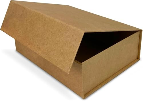 Verpackungswelt Geschenk-Box mit Deckel | 31 x 22 x 10 cm | Magnet-Verschluss | Perfekt für Geburt, Hochzeit, Weihnachten, Geburt | Geschenk-Verpackung in Braun