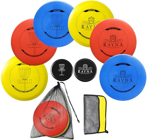 RAYNA GAMES 6 Stück Disc Golf Scheiben Set, Professional Disc Golf Set,Reguläre Größe Discgolf Scheibe für Erwachsene,Putter Midrange Driver Disc Perfect Outdoor Spiele