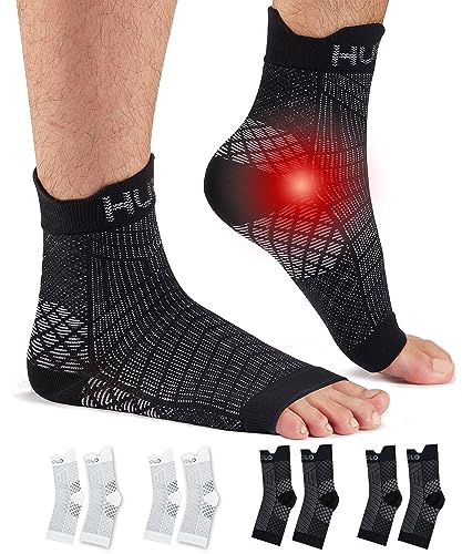 HUEGLO 4Paar Kompressionssocken Fussbandagen Sprunggelenkbandage