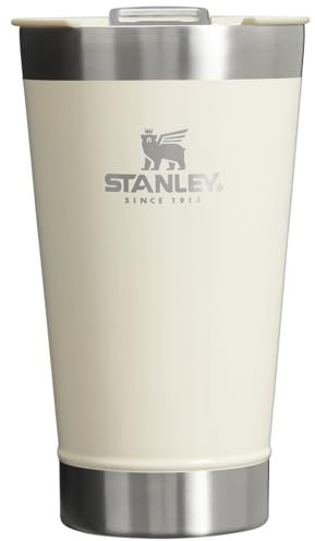 STANLEY Classic Stay Chill - Vaso de pinta aislado al vacío, taza de cerveza de acero inoxidable con abridor de botellas integrado, vidrio de metal resistente de doble pared, apto para lavavajillas,
