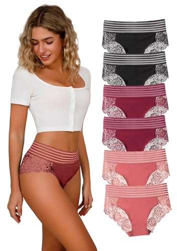 Hialegion Bragas Tanga Brasileña de Encaje y Algodón, Talla Grande 2XL