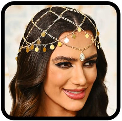 Fashband Pailletten Kopfkette Gold Quaste Haarkette Braut Kopfschmuck Party Festival Haarschmuck für Frauen