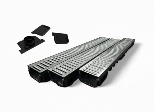 Aston Drainage Channel Driveway & Patios 3mtr Galvanised Steel Grating + Free Accessories (3 Legnth Drainage Channel)