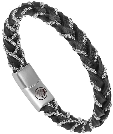 Casisto.J Lederarmband Herren Armband Herren Männer Leder geflochten Edelstahl Gravur nordisch Schwarz Rot Silber Gold Kette Geflochten Herrenschmuck mit Magnet Verschluss in Schmuck Geschenk Box