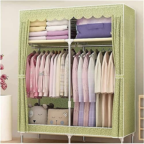 LAMEDOAT Tragbarer Kleiderschrank, Stoffschrank, Kleiderschrank, Schlafzimmer, Stoff, einfache Kombination aus Stahl und Holz, Kleiderschrank, Haushalt, 106 x 45 x 170 cm, tragbarer Kleiderschrank/a