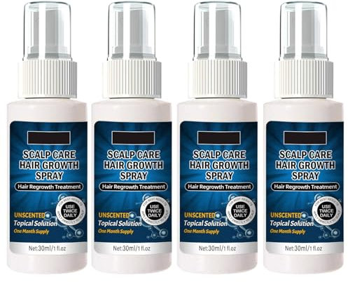 Haarwachstum Serum Spray, Haarwuchsspray zur Kopfhautpflege, Reaktiviert Verkleinerte Follikel Natürlich Haarwachstum Beschleunigen und beugt Haarausfall, 30ml/Spray (4 Stück, 120ml)