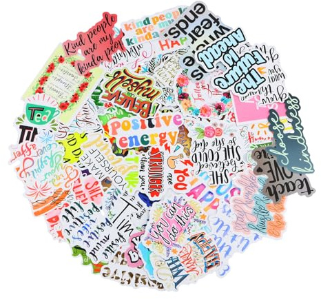 Volumoon Motivational Quote Stickers - 100pcs Positive Affirmation Phrases, Waterproof for Water Bottles, Books, Laptops, Skateboards