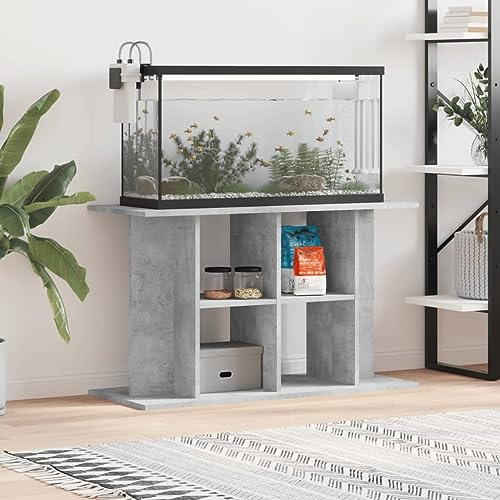 IKAYAA Aquarium Unterschrank Betongrau, Aquariumständer für Aquarien, Aquarienschrank, Aquarium Tisch Holzwerkstoff 100 x 40 x 60 cm