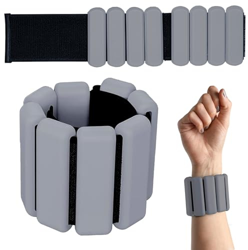 SoeUyd 2 Stück Gewichtsmanschetten, Handgelenk Gewichte, Knöchelgewichte Grau, Geeignet für Jogging Yoga Aerobic Pilates Fitness Armband für Damen und Herren, 2er-Set Jeweils 450g