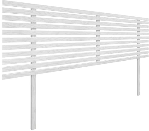 DHOME Cabecero de Madera reciclada DM con Patas Estilo Japonés Cama Palets Herrajes incluidos (150cm, Blanco Madera)