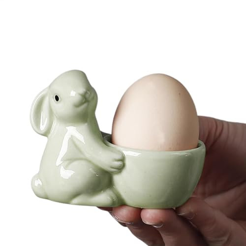 Portauovo di Pasqua – Simpatico portauovo in ceramica a forma di coniglietto | Portauovo in porcellana | Portauovo creativo a forma di coniglietto | Simpatico e semplice portauovo a forma di