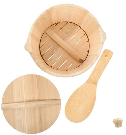DECHOUS Secchio Per Riso Vapore in Legno Per La Cottura A Vapore Veloce Utensile Da Cucina Lucidato A Mano