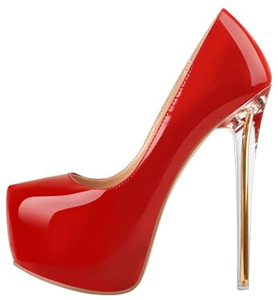 Meinabsatz Escarpins à talons hauts stiletto plateau pour femmes en cuir verni - Chaussures élégantes pour femmes - Chaussures de fête, 42 EU