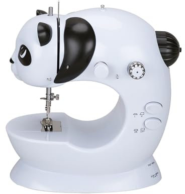 Einfache Nähmaschinen, Elektronische Nähmaschine Niedliche Panda Nähmaschine Tragbare Mini Haushalts Reise Doppelfaden für Kinder und Anfänger