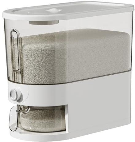 Distributore di riso, contenitore di riso in plastica PP pulito staccabile con misurazione di cucina di tazza di misurazione per cereali di cavo di farina di farina di soia, 5 kg