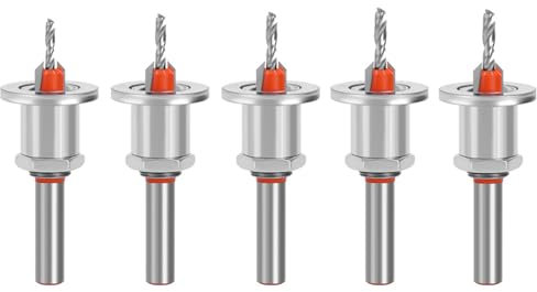 LUOFENG Juego de 5 brocas avellanadoras cónicas ajustables con punta de carburo para herramienta de instalación de madera