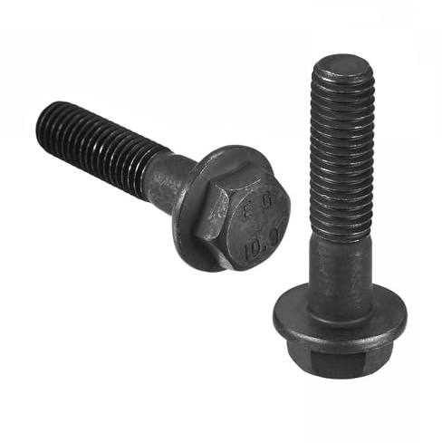 TA-VIGOR 10Pcs M8 x 40mm Hex Flange Bolts, 10.9 Grade Carbon Steel Hex Head Screws, Flanged Hexagon Bolts for Construction, Machine Tools, and DIY Projects Black