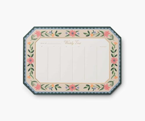 RIFLE PAPER CO. Weekly Desk Pad 52 Tear-Off Pages, 9.75 L x 6.75 W, Doubles as a Mouse Pad, Helps You Map Out Your Week for a Whole Year, Printed in Full Color, Aster