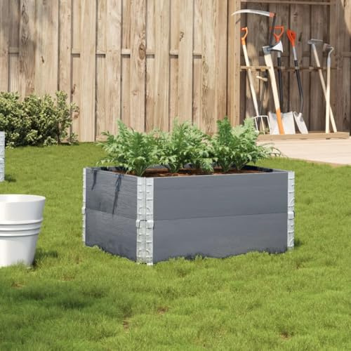 Fioriera da Giardino Grigia 80x60 cm Legno Massello di Pino - Cassetta per Fiori Impilabile e Pieghevole per Balcone, Terrazza o Orto - Design Rustico con Cerniere Zincate e Drenaggio Ottimale