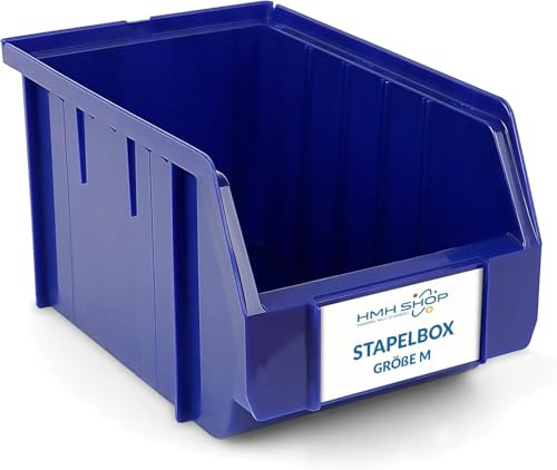 HMH 12x Stapelboxen Größe M Werkstatt Garage Keller Sichtlagerboxen 230x150x130mm Lagerboxen BLAU Sichtlagerkästen Kleinteile Aufbewahrung