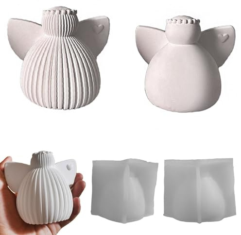 Silikonformen Gießformen Weihnachten Kerzen, 2 Stück 3D Engel Silikonform Weihnachten Gießform Engel Gipsform zum Gießen Gießformen Silikon Weihnachten Kerzenform für Gips Kerzen (A)