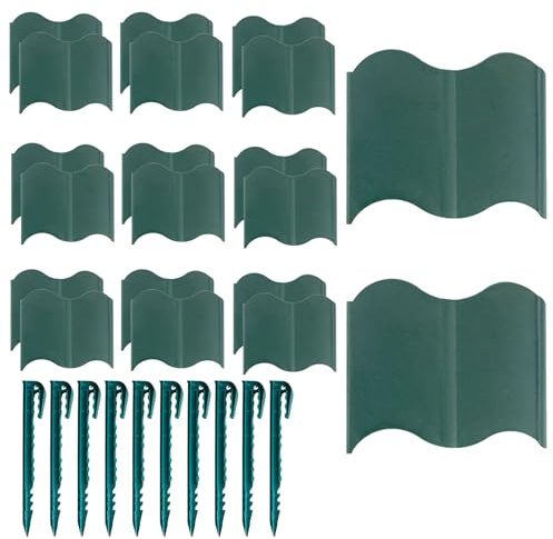 BommFu Borde para Parterres de Flores - Juego de 20 Paneles Decorativos de Valla para Jardín,Panel Flexible Extraíble como Decoración para Caminos, Paisajismo, Jardines, Césped y Exteriores