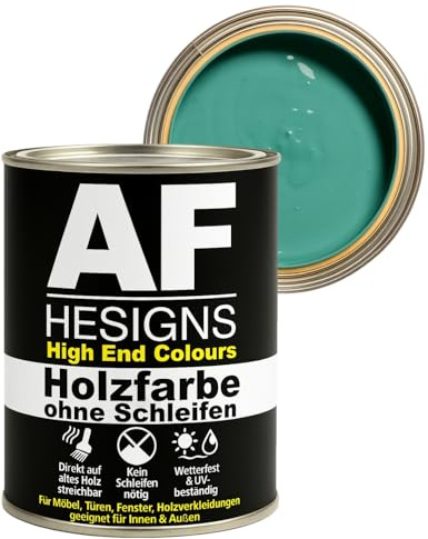 Alex Flittner Designs Möbelfarbe ohne Schleifen in Minttürkis RAL6033 | Kein Schleifen nötig - Direkte Anwendung auf alten Anstrichen, Holz, MDF oder lackierten Oberflächen - spart Zeit & Arbeit.