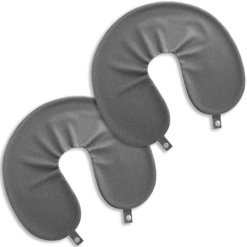 Larrel 2 Pcs Travel Neck Pillow Cover with Zipper, Soft Reusable U-Shaped Neck Pillow Cover Washable Smooth Airplane Pillows Covers (No Filler)(Grey)
