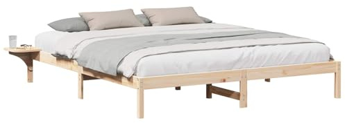 XHNIFBN Massivholz Bettgestell 180x200 cm mit Lattenrost Natur Kiefer Modernes Design Robuste Tragkraft 200 kg für Schlafzimmer Jugendzimmer Loft