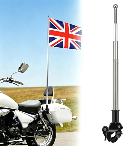 Soiftra Flagpole Stainless Steel Telescopic Car Flag Pole Handlebar Holder,Retractable Bike Flag Pole Bracket,Telescopic Flag Pole for Bicycles and Motorcycles,Adjustable 9.5-51.2inch