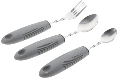 TOMETURE Set de Couverts Anti-secousse en Acier Inoxydable Manche en Plastique Antidérapant, Léger et Adapté aux Personnes Âgées Usage Quotidien Sécurisé