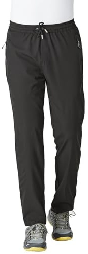 Rdruko Men's Casual Pants Lightweight Quick Dry Hiking Workout Running Sports Sweat Pants with Pockets(Black, US M)