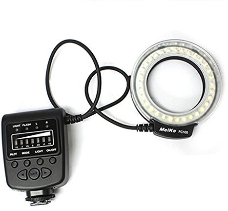 Meike LED Macro Ring Flash Light FC-100 with LCD Display Power Control,Adapter Ring for Canon Nikon Pentax Olympus DSLR Camera Camcorder