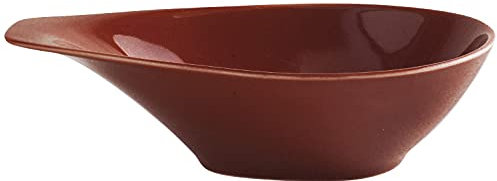 KAHLA Homestyle Schale mit Griff 0,40 l siena red mediterranes Geschirr aus Porzellan mit Steingut- und Keramiklook Suppenschale Salatschale oval 400 ml rot