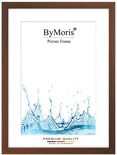 ByMoris Cadre photo sur mesure 49 x 68 cm en Wengé Marron avec verre acrylique antireflet, poster affiche puzzle portrait cadre bois