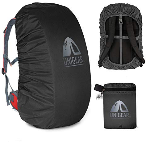 Unigear Regenschutz-Rucksack, 10 – 90 l, wasserdicht, staubdicht, Abriebfest, langlebig, für Camping, Wandern, Reisen, Radfahren (Schwarz, S)
