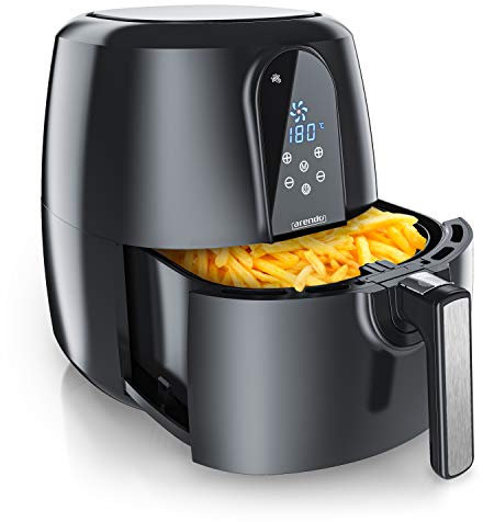 Arendo - XXL Heißluftfritteuse 5,2 Liter - Airfryer - Frittieren ohne Öl - Fritteuse mit 1800W - bis 200 Grad - Timer - 7 Programme - 3D Umluftsystem - digitalem Display - Schwarz