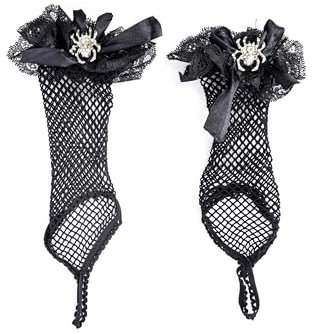 Netzhandschuhe mit Spinne schwarz