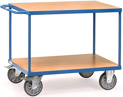 Massiver Tischwagen Transportwagen Traglast: 600 kg - schwerer Plattformwagen mit 2 Etagen je 120x80 cm | Transportkarre Lagerwagen