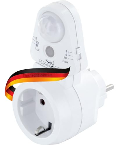 SCHWAIGER Bewegungsmelder Steckdose I Steckdosenadapter mit PIR-Sensor I zur automatischen Steuerung angeschlossener Geräte I mit Timer & einstellbarem Erfassungswinkel I Bewegungssensor-Steckdose