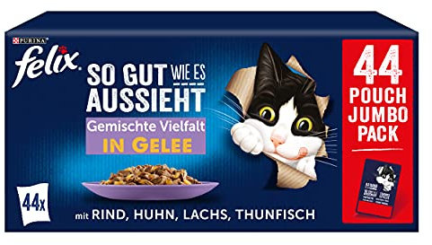 FELIX So gut wie es aussieht Gemischte Vielfalt in Gelee Katzennassfutter 44x85g Portionsbeutel