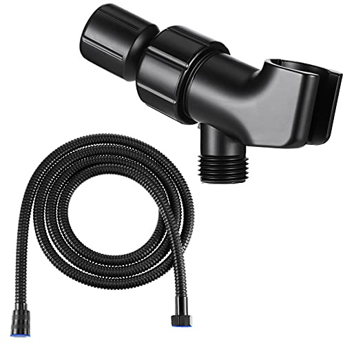 Mimorou 79 Inch Stainless Steel Shower Hose with Adjustable Arm Holder Shower Head Adjustable Replacement Hose Head Holder for Wall (Stylish Style, Black)